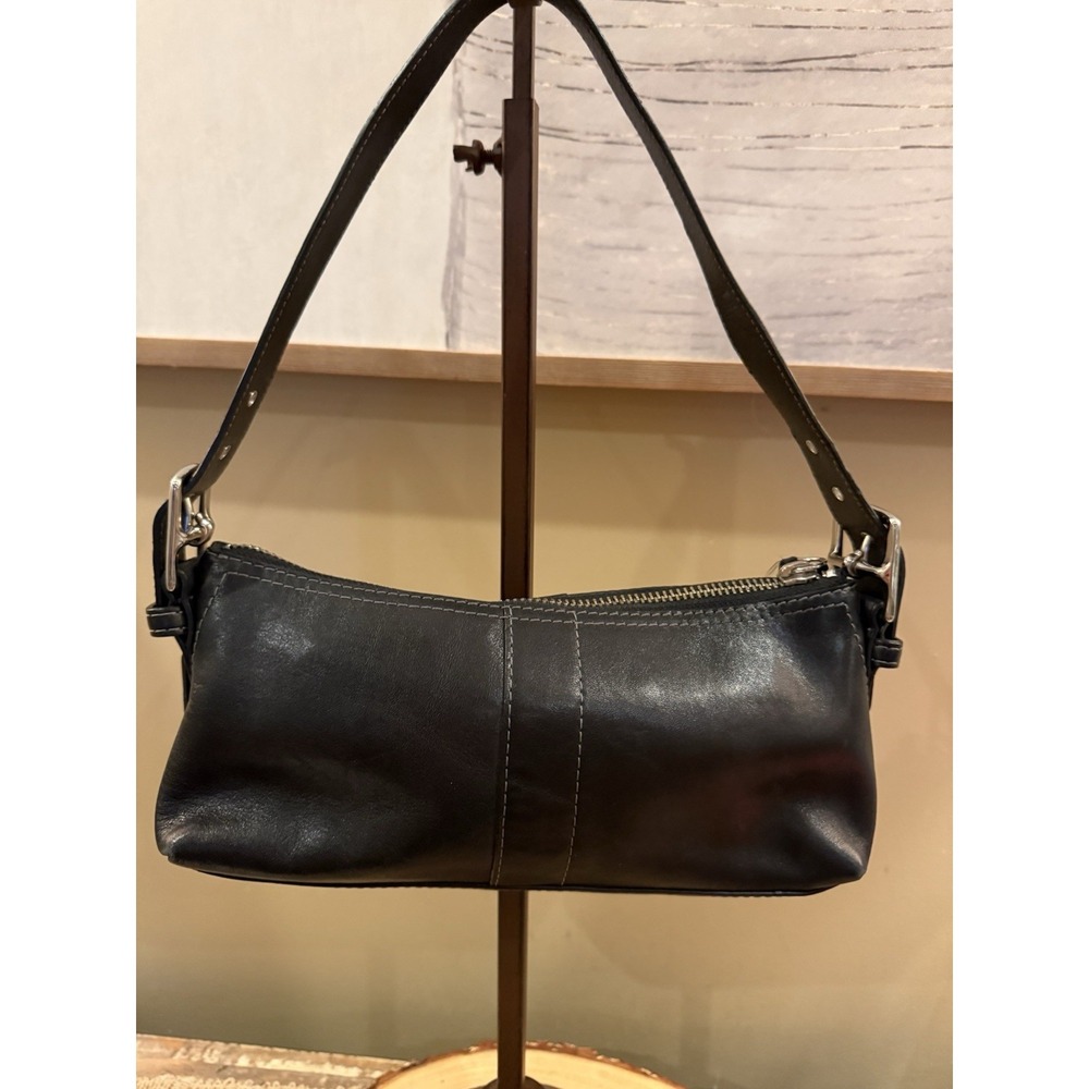 Coach Y2K Black Leather Hamptons Soho Demi Baguette Shoulder Bag Vintage # 7461 - Picture 6 of 12